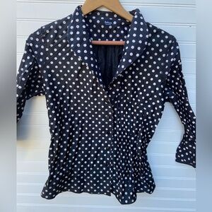 Beluva San Francisco Polka For Cinched Waist Button Down Top